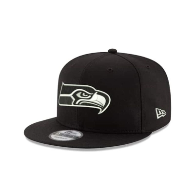 Black Seattle Seahawks Hat - New Era NFL 9FIFTY Snapback Caps USA4358629